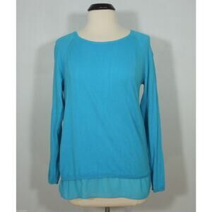 DKNYC Sweater M MEDIUM Womens Blue Top Sheer Fabric Bottom